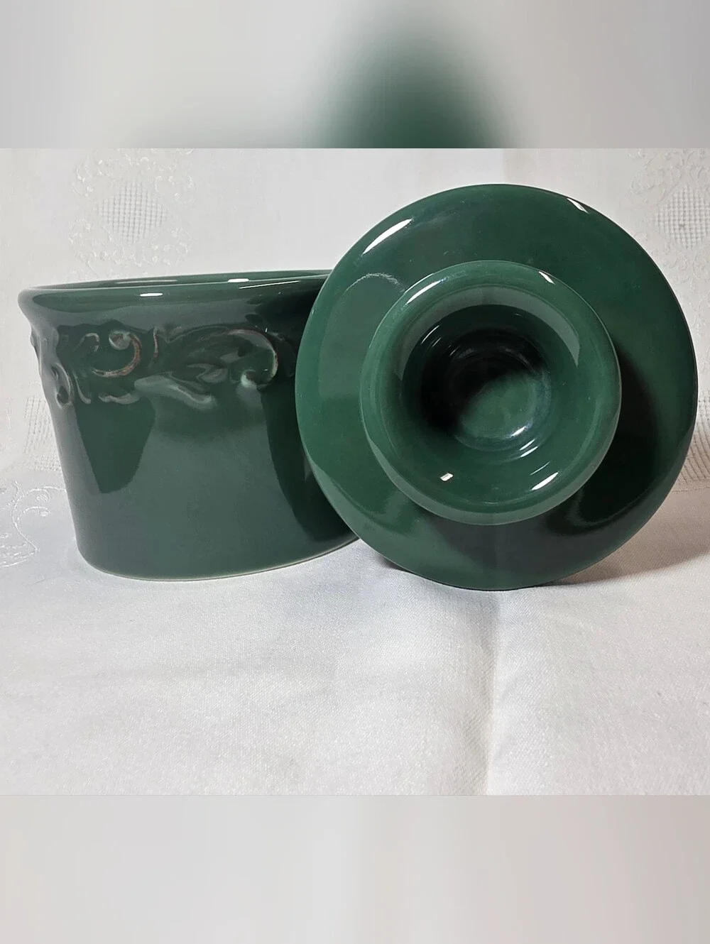 Forest Green Ceramic Butter Bell | French Butter Keeper Crock